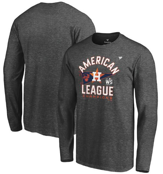 Men's Houston Astros 2021 Heathered Charcoal American League Champions Locker Room Long Sleeve T-Shirt